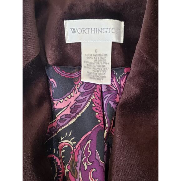 Worthington Brown One Button Up Long Sleeved Blazer Suit Jacket - Picture 4 of 7